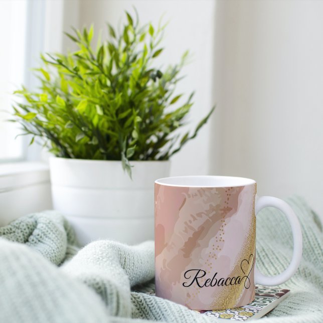 Personalized Brown & Gold Watercolor Coffee Mug (Creator Uploaded)