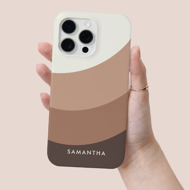 Personalized Brown Gradient Modern Name Chic Retro Case-Mate iPhone Case (Creator Uploaded)