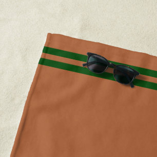 Personalized Brown & Green Beach Towel
