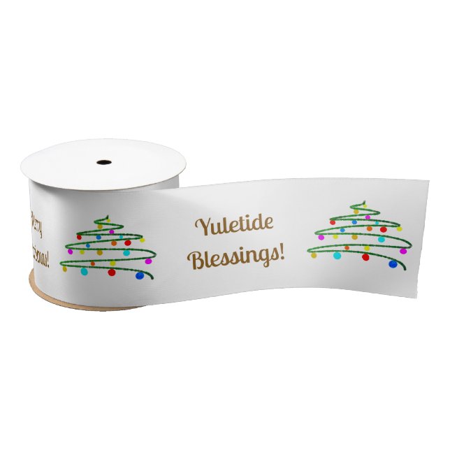 Personalized Brown Holiday Wishes, Christmas Tree  Satin Ribbon (Spool)