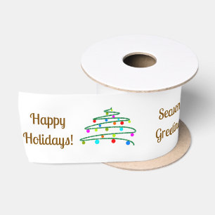 Personalized Brown Holiday Wishes, Christmas Tree  Satin Ribbon