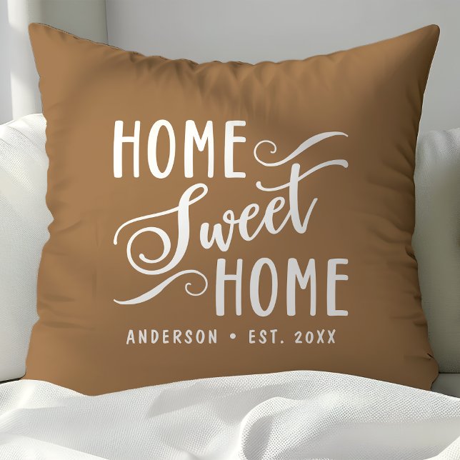 Personalized Brown Home Sweet Home Throw Pillow (Creator Uploaded)