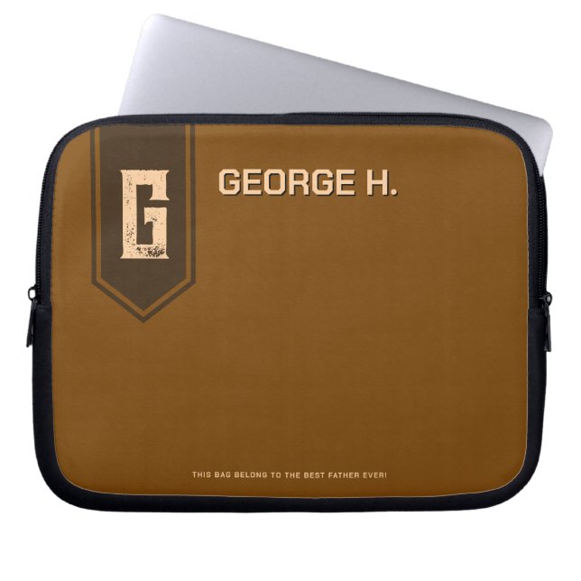 Personalized Brown Laptop Case for Man (Front)