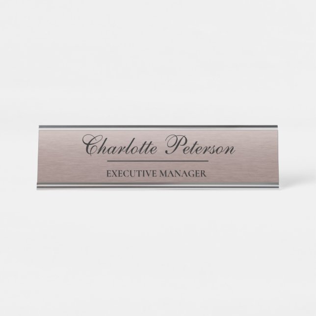 Personalized Brown Metal Executive  Desk Name Plate (Front)