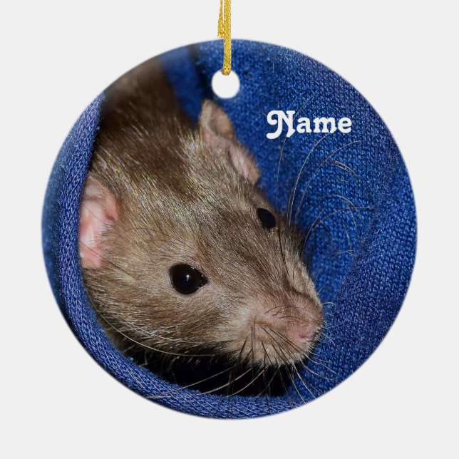 Personalized Brown Pet Rat Ceramic Ornament (Back)