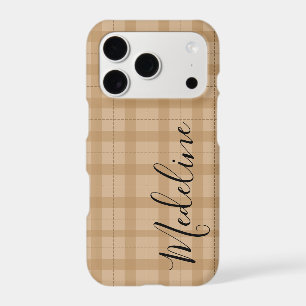 Personalized Brown Plaid Phone Case Custom Name