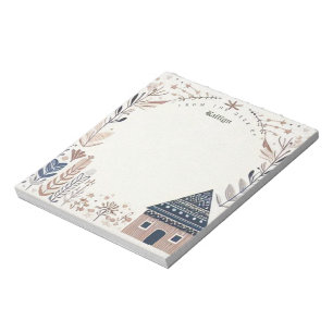 Personalized Brown Scandinavian Hygge House Notepad