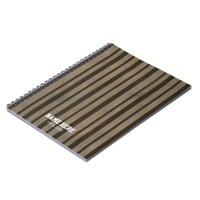 Personalized Brown Stripes  Spiral Notebook (Left Side)
