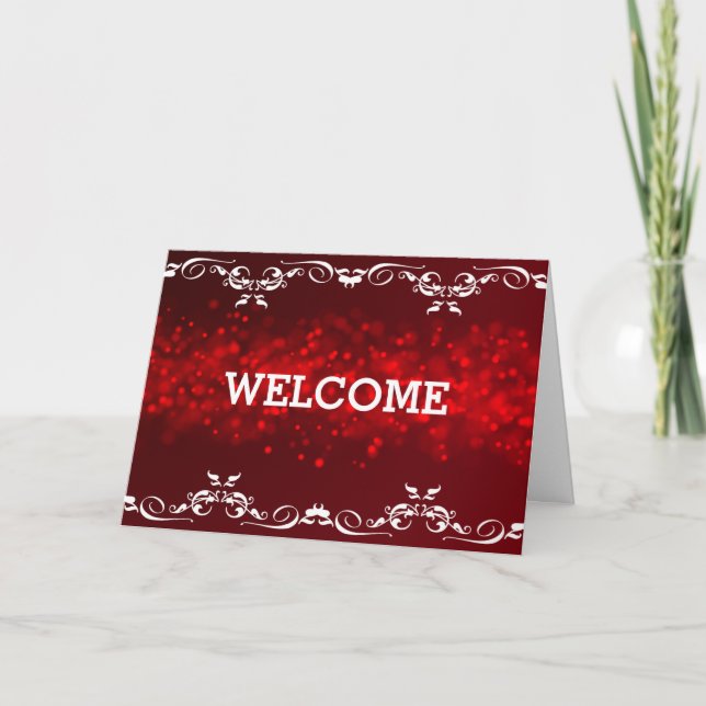 Personalized Brown Swirl Boarder Welcome Card (Front)