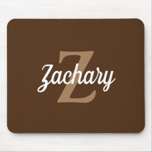 Personalized Brown Tan Retro Monogram Mouse Pad