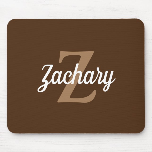 Personalized Brown Tan Retro Monogram Mouse Pad (Front)
