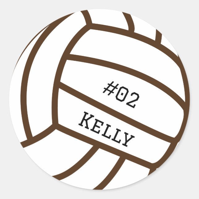 Personalized Brown Volleyball Stickers (Front)