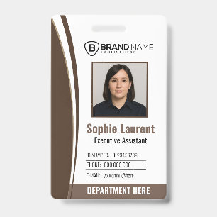 Personalized Brown White Corporate Staff ID Badge
