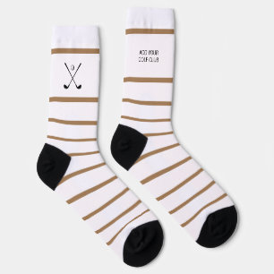 Personalized Brown White Stripe Golf Club Golfer Socks