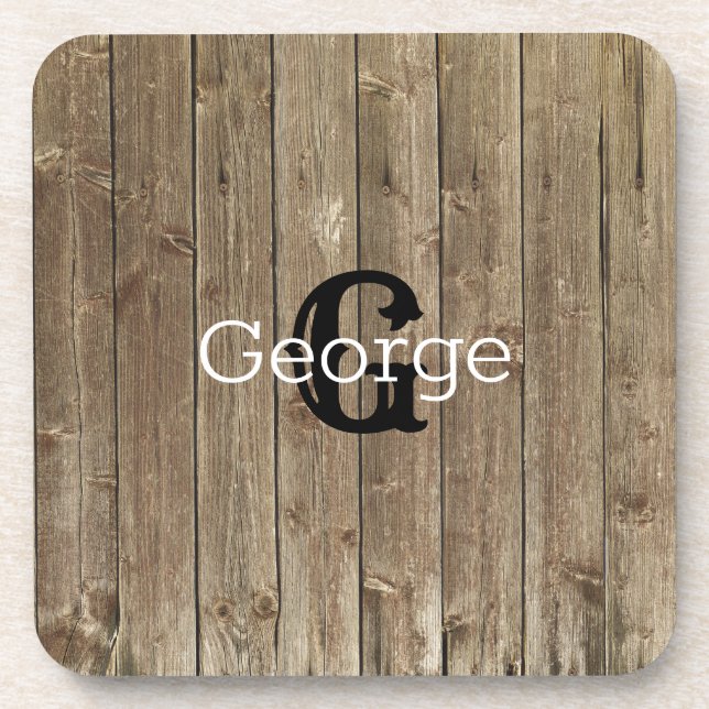 Personalized Brown Wood Handsome  Coaster (Front)