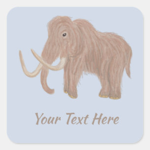 Personalized Brown Woolly Mammoth Illustration Square Sticker