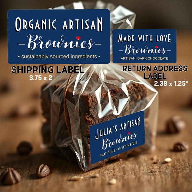 Personalized Brownie or Bakery Label with Heart (Creator Uploaded)