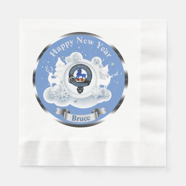 Personalized Bruce Clan Badge Winter Napkin (Front)