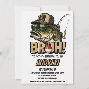 Personalized Bruh Fishing Birthday Invitation
