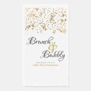Personalized Brunch Bubbly Gold Confetti Streamers Napkin