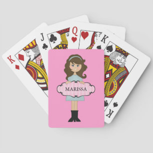 Personalized Brunette Girly Playing Cards