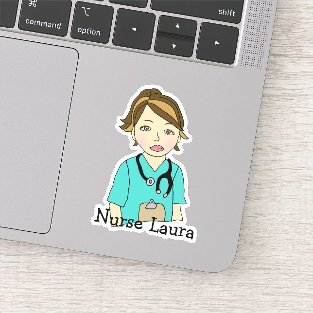 Personalized Brunette Nurse or Caregiver Name (Detail)