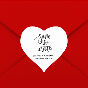 Personalized Brush Lettered Save the Date Wedding Heart Sticker