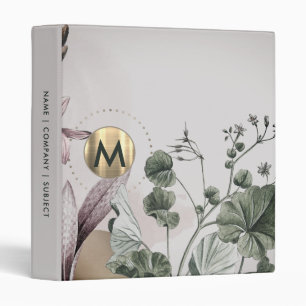 Personalized Brushed Gold Monogram Botanical Binder