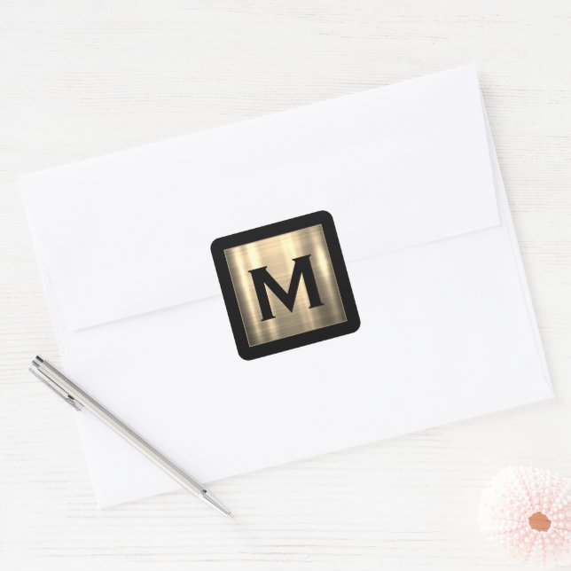 Personalized Brushed Metal Monogram Envelope Seal  (Envelope)