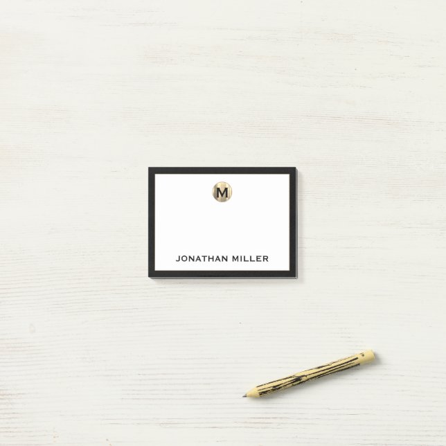 Personalized Brushed Metal Monogram Post-it Notes (On Desk)