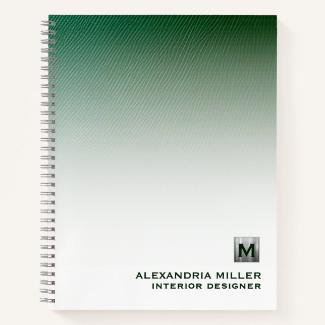 Personalized Brushed Silver Monogram Spiral Notebook (Front)