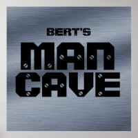 Personalized Brushed Steel Man Cave Poster