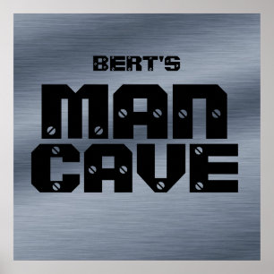 Personalized Brushed Steel Man Cave Poster