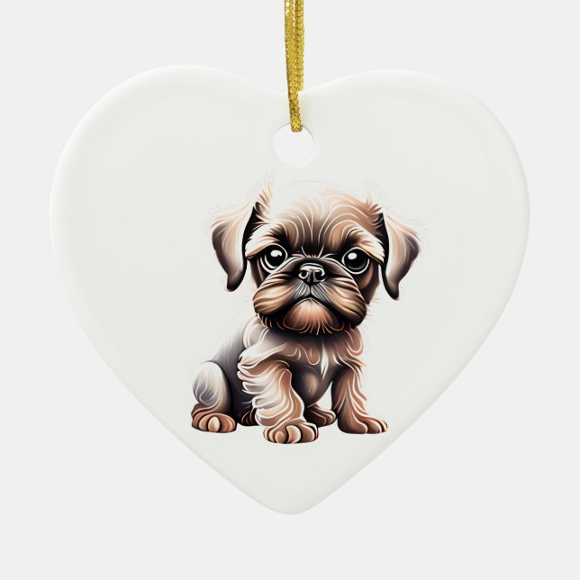 Personalized Brussels Griffon Puppy Ceramic Ornament (Front)