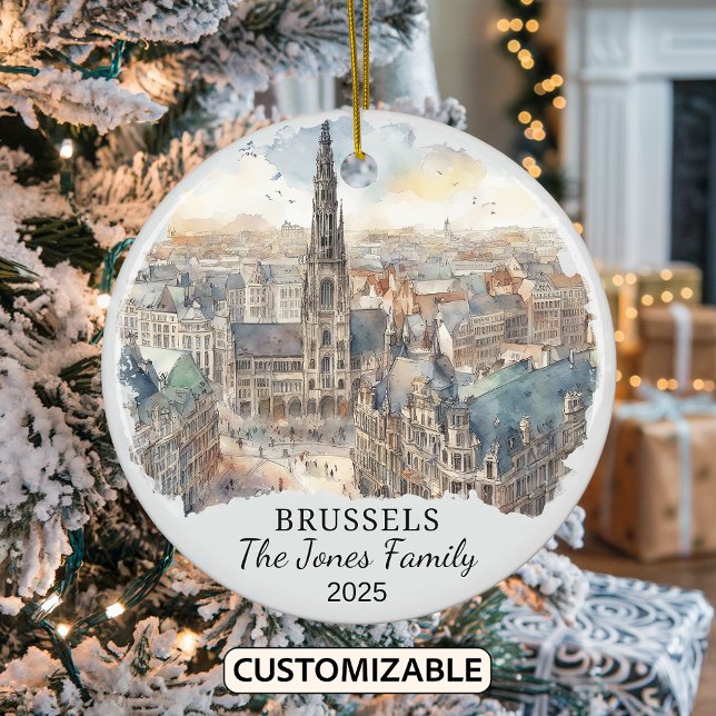 Personalized Brussels Ornament, Belgium Gift Ceramic Ornament (Creator Uploaded)