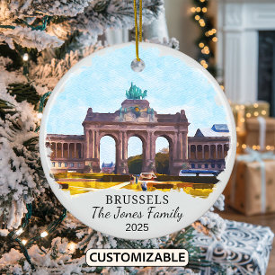 Personalized Brussels Ornament, Belgium Gift Ceramic Ornament