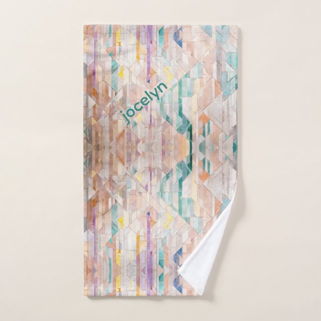 Personalized bstract multicolors pink blue purple hand towel (Hand Towel)