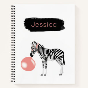 Personalized Bubble Gum Zebra Blowing Bubble Notebook