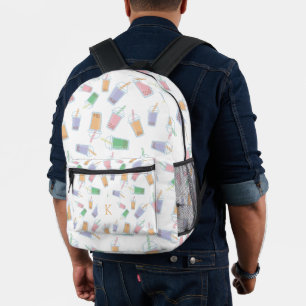 Personalized Bubble Tea Pastel Custom Monogram Printed Backpack