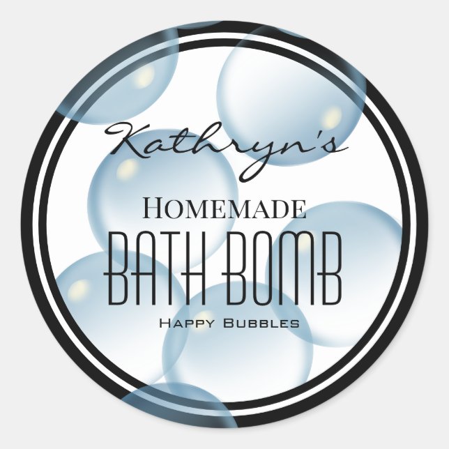 Personalized Bubbles Homemade Gifts Classic Round Sticker (Front)