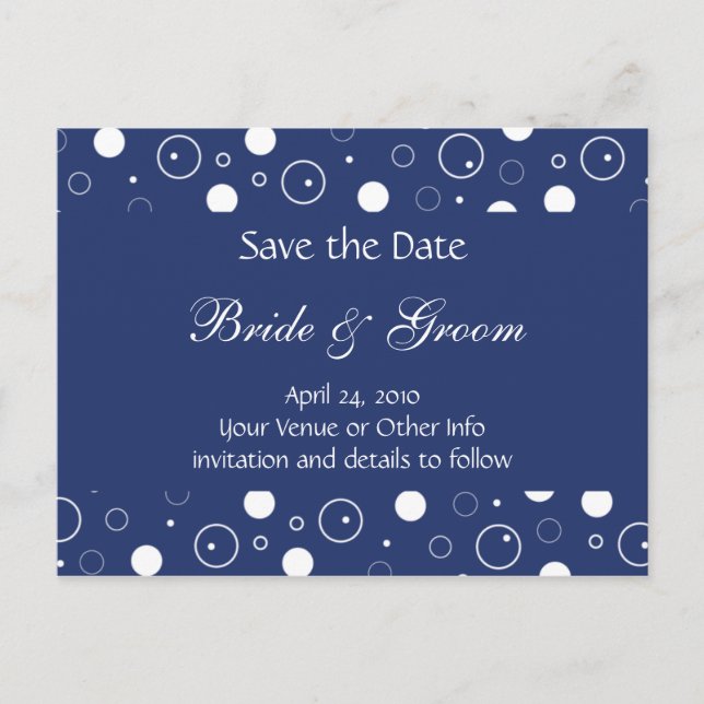 Personalized Bubbles Save the Date Announcement Postcard (Front)