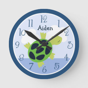 Personalized Bubbles Turtle Kids Clock