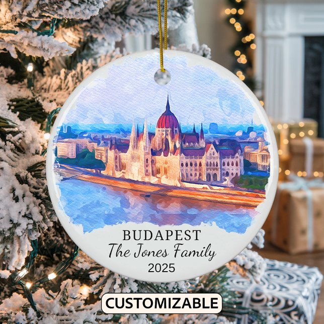 Personalized Budapest Ornament, Hungary Ceramic Ornament (Creator Uploaded)
