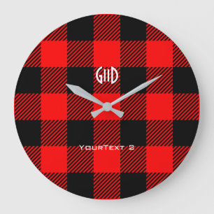 Personalized Buffalo Check Plaid Pattern on a Large Clock