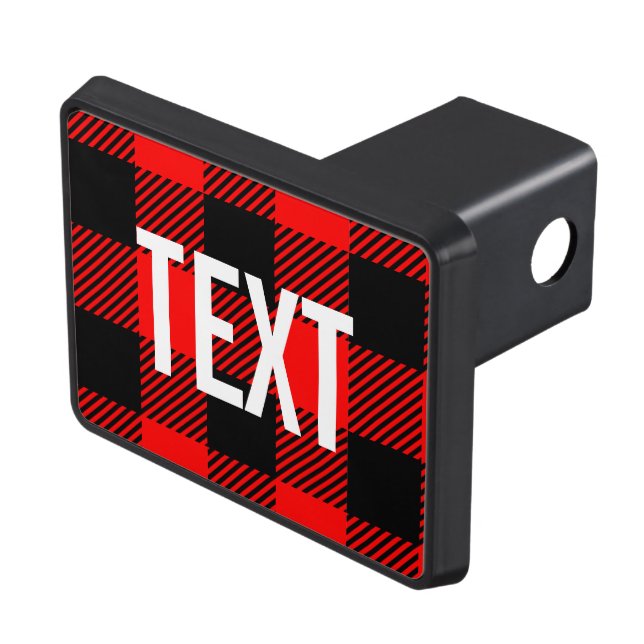 Personalized Buffalo Check Red Black Lumberjack Trailer Hitch Cover (Top Right)