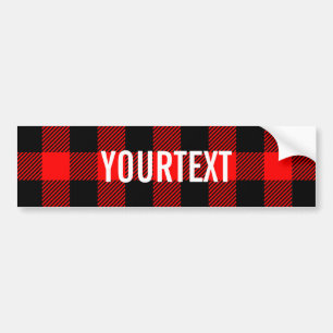 Personalized Buffalo Check Red Black Plaid Bumper Sticker