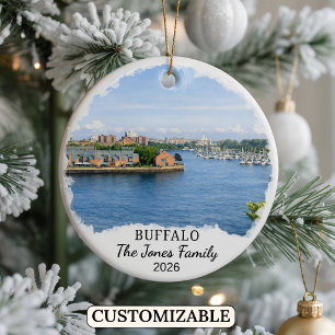 Personalized Buffalo Ornament, Custom New York Ceramic Ornament