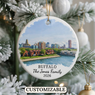 Personalized Buffalo Ornament, Custom New York Ceramic Ornament