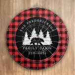 Personalized Buffalo Plaid Bear Forest Cabin Dartboard<br><div class="desc">This personalized rustic design is the perfect choice for your family cabin.</div>