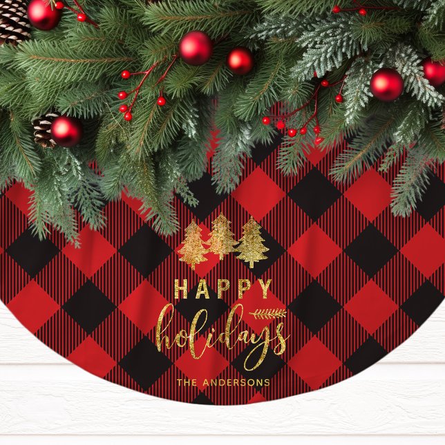 Personalized Buffalo Plaid Christmas Brushed Polyester Tree Skirt (Creator Uploaded)